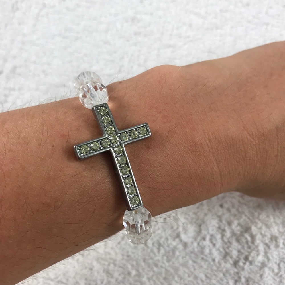 Jesus Cross Stretch handmade rosary style bracelet